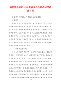 基层领导干部2025年度民主生活会对照检查材料