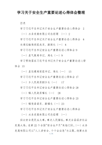 学习关于安全生产重要论述心得体会整理
