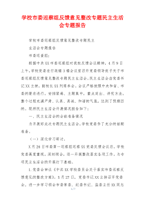 学校市委巡察组反馈意见整改专题民主生活会专题报告