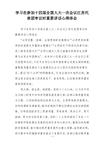 学习在参加十四届全国人大一次会议江苏代表团审议时重要讲话心得体会