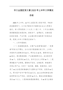 市工业园区党工委2025年上半年工作情况总结