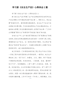 学习新《安全生产法》心得体会2篇