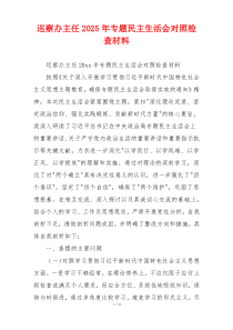 巡察办主任2025年专题民主生活会对照检查材料