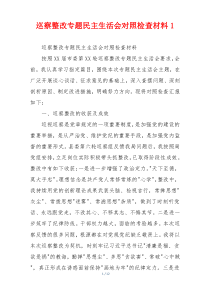 巡察整改专题民主生活会对照检查材料1