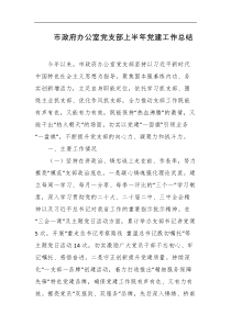 市政府办公室党支部上半年党建工作总结