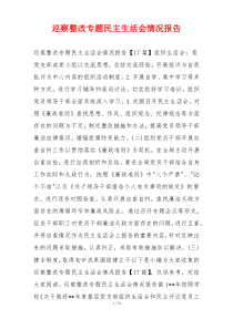 巡察整改专题民主生活会情况报告