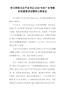 学习贯彻习近平总书记2025年在广东考察时的重要讲话精神心得体会