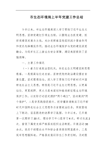 市生态环境局上半年党建工作总结