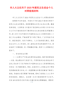 市人大主任关于2025年度民主生活会个人对照检视材料