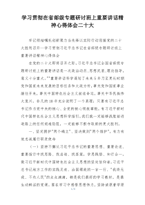 学习贯彻在省部级专题研讨班上重要讲话精神心得体会二十大