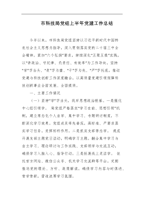 市科技局党组上半年党建工作总结