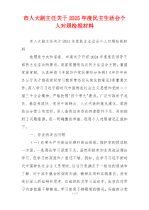 市人大副主任关于2025年度民主生活会个人对照检视材料