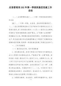 应急管理局202年第一季度抓基层党建工作总结