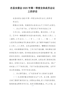在县安委会2025年第一季度全体成员会议上的讲话
