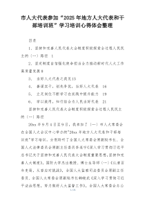 市人大代表参加“2025年地方人大代表和干部培训班”学习培训心得体会整理