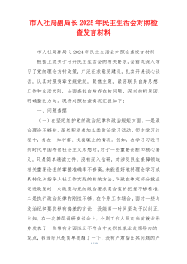 市人社局副局长2025年民主生活会对照检查发言材料