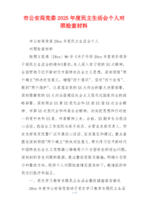 市公安局党委2025年度民主生活会个人对照检查材料