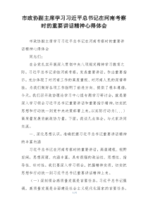 市政协副主席学习习近平总书记在河南考察时的重要讲话精神心得体会