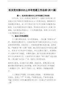 机关党支部上半年党建工作总结精选（共11篇）