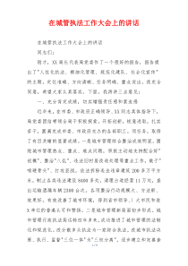 在城管执法工作大会上的讲话