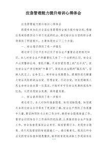 应急管理能力提升培训心得体会