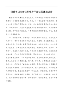 纪委书记对新任职领导干部任前廉政谈话