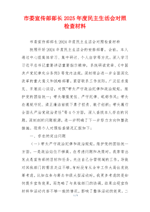 市委宣传部部长2025年度民主生活会对照检查材料