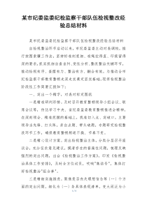 某市纪委监委纪检监察干部队伍检视整改经验总结材料