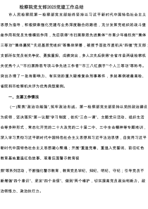 检察院党支部2025党建工作总结