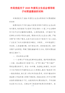 市局党组关于2025年度民主生活会领导班子对照查摆剖析材料
