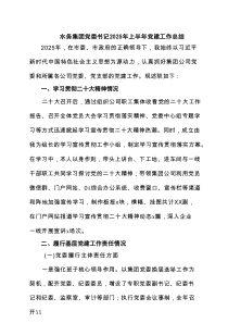 水务集团党委书记2025年上半年党建工作总结（5篇精选）