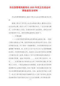 市应急管理局副局长2025年民主生活会对照检查发言材料