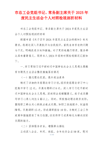 市总工会党组书记、常务副主席关于2025年度民主生活会个人对照检视剖析材料