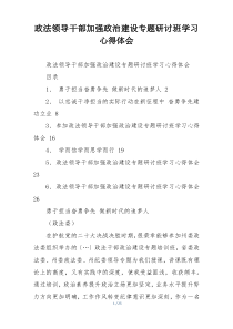 政法领导干部加强政治建设专题研讨班学习心得体会