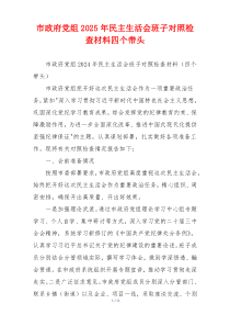 市政府党组2025年民主生活会班子对照检查材料四个带头