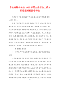 市政府秘书长在2025年民主生活会上的对照检查材料四个带头