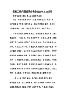 表态发言、总结讲话：巡察问题反馈会