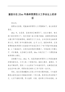 讲话发言副县长在20XX年森林草原防火工作会议上的讲话