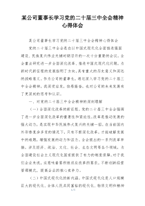 某公司董事长学习党的二十届三中全会精神心得体会