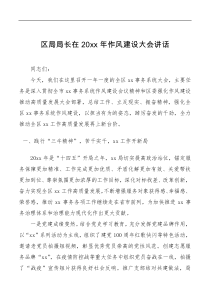 讲话发言区局局长在20XX年作风建设大会讲话