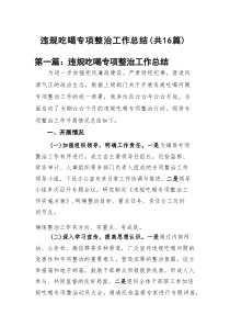 违规吃喝专项整治工作总结（共16篇）汇编供参考
