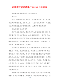 在提高政府系统执行力大会上的讲话