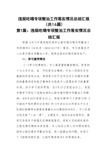 违规吃喝专项整治工作落实情况总结汇报精选（共16篇）