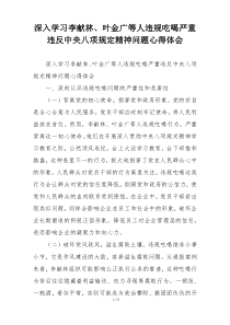 深入学习李献林、叶金广等人违规吃喝严重违反中央八项规定精神问题心得体会