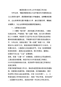 集团党委2025年上半年党建工作总结(精选六篇)