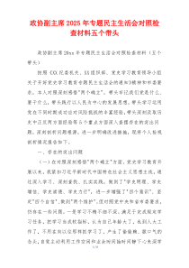 政协副主席2025年专题民主生活会对照检查材料五个带头
