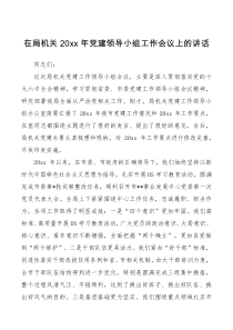 讲话发言在局机关20XX年党建领导小组工作会议上的讲话