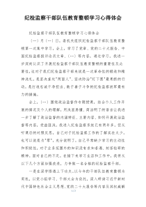 纪检监察干部队伍教育整顿学习心得体会