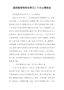 组织指导科科长学习二十大心得体会