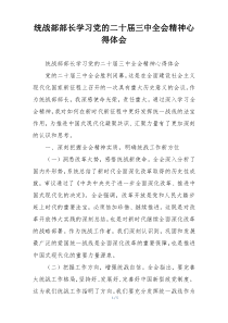 统战部部长学习党的二十届三中全会精神心得体会